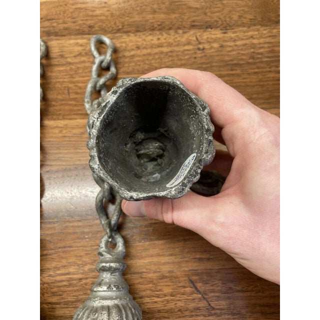 Late 18th Century Antique Decorative Zinc Coated Iron Tassels on Chains - Set of 3 For Sale - Image 5 of 6