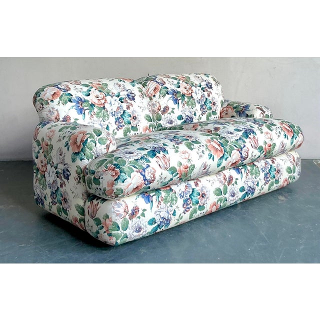 Vintage Regency Judith Norman Printed Floral Loveseat For Sale - Image 10 of 12