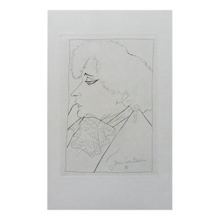Jean Cocteau, Portrait of Colette, Signed Engraving For Sale