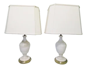 Italian Carved Bulbous Form Lamps/ a Pair