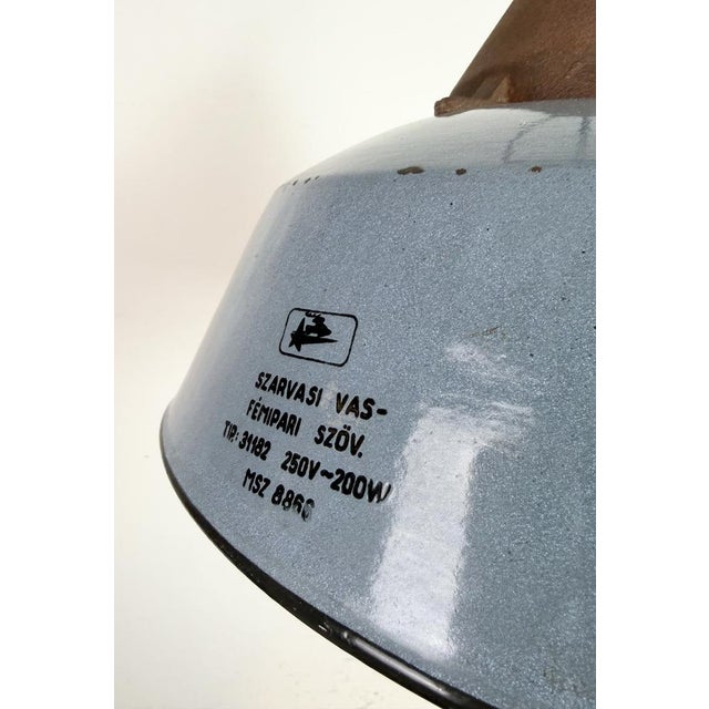 Paint Industrial Grey Enamel and Cast Iron Pendant Light, 1960s For Sale - Image 7 of 17