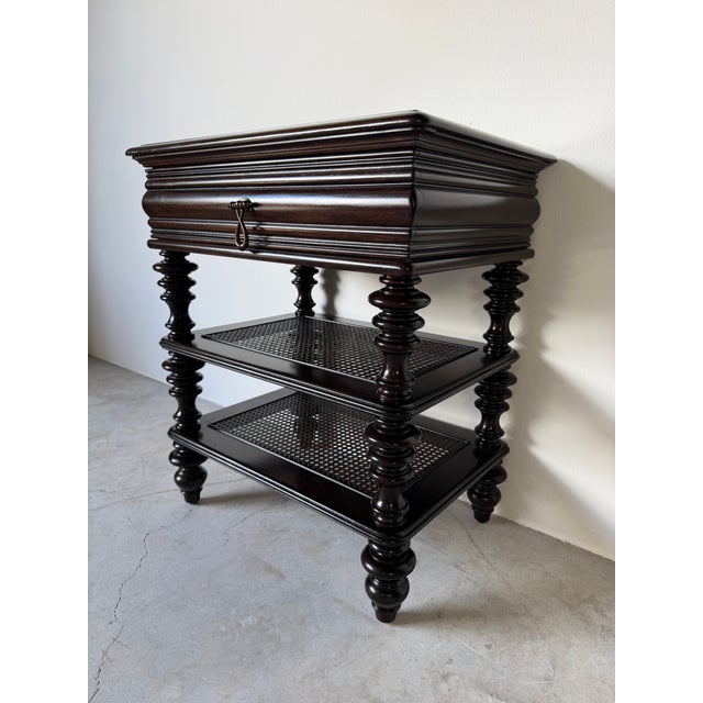 Tommy Bahama Royal Kahala Haven Nightstand in Tobacco Brown Mahogany & Cane For Sale - Image 10 of 12
