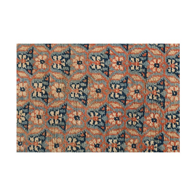 1950s Vintage Dhurrie Flat Weave in Orange and Blue Floral Patterns by Rug & Kilim For Sale In New York - Image 6 of 7