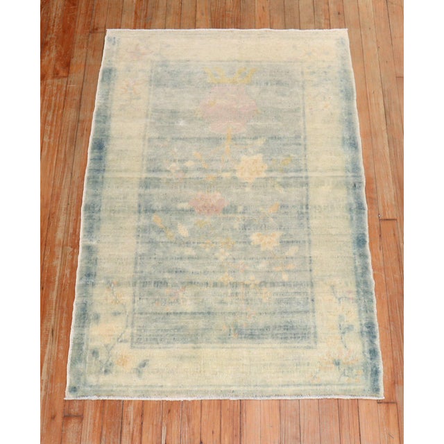 Early 20th Century Powder Blue Chinese Rug - 3'2" x 4'9" For Sale - Image 14 of 18