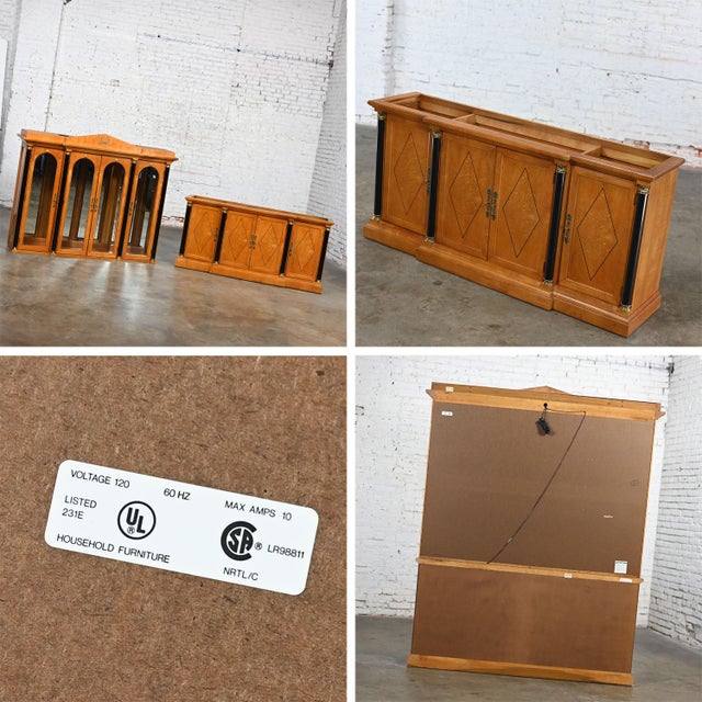 1995 Biedermeier Neoclassic Revival & Empire Style Thomasville Grand Classics Breakfront China Hutch Maple & Black For Sale - Image 9 of 12
