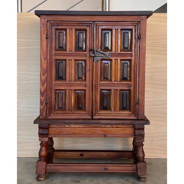 Spanish Baroque Cabinet Bar in Carved Walnut, 1940s For Sale - Image 4 of 10