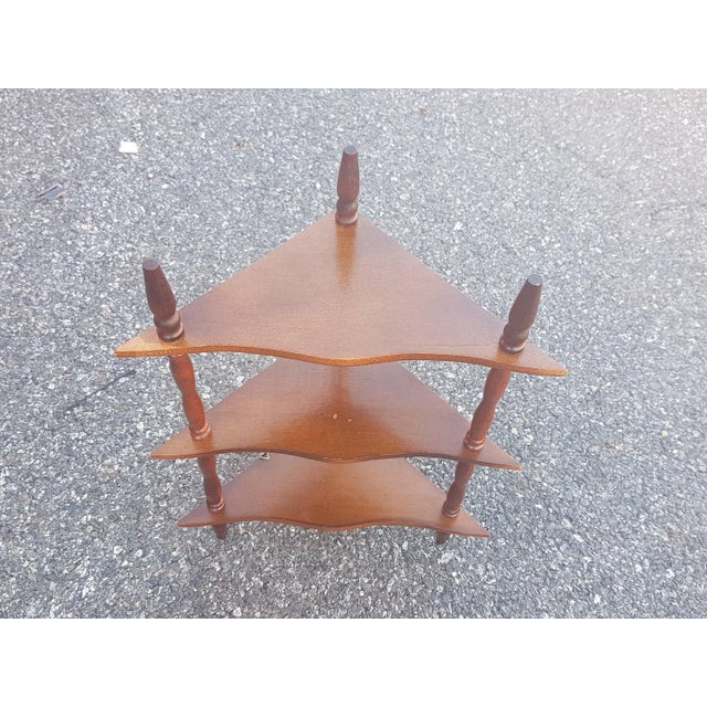 Mid-Century Modern Late 20th Century Vintage Wood Corner Shelf or Trinket Display For Sale - Image 3 of 9