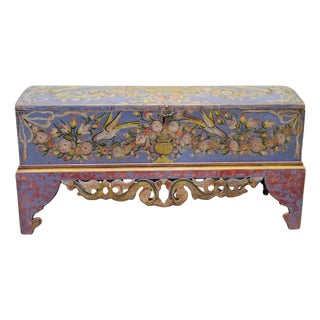 Large Italian Hand-Painted Cassone or Marriage Chest, 1850s For Sale