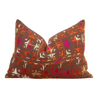 Horshiapur Bloom, Antique Phulkari Lumbar Pillow Cover For Sale