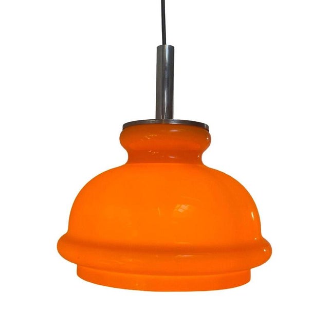 Orange Orange Pendant Light in Opaline Glass, 1960s For Sale - Image 8 of 8