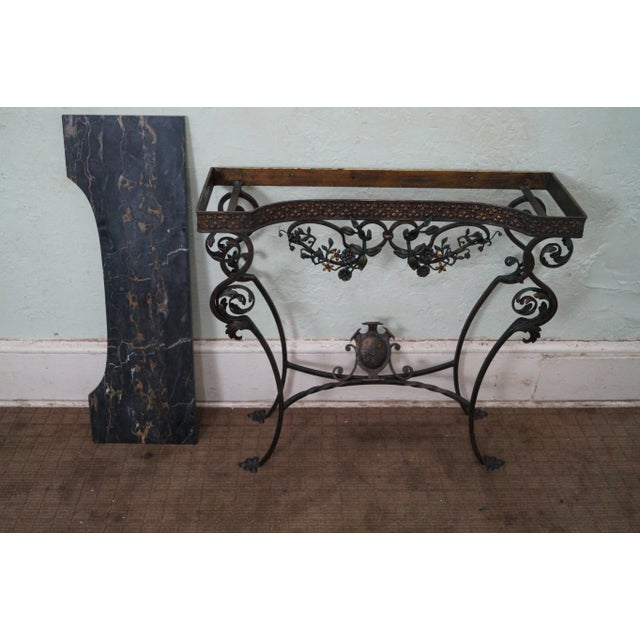 Antique Marble & Cast Iron Console Table & Mirror For Sale - Image 10 of 10