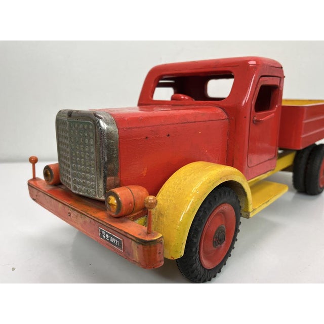 Red Vintage Wooden Toy Truck attributed Bigge, Germany, 1950s For Sale - Image 8 of 18