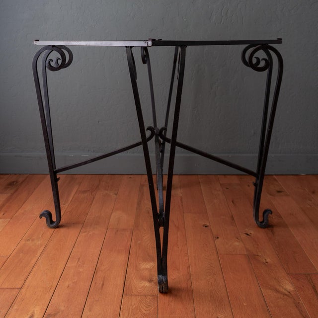 Art Deco French Art Deco Black Wrought Iron Outdoor Patio Garden Table For Sale - Image 3 of 18