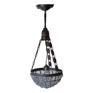 Art Nouveau Pendant Lamp with Slack Glass in Rock Crystal Optics, Germany 1920s For Sale