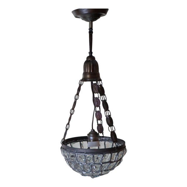 Art Nouveau Pendant Lamp with Slack Glass in Rock Crystal Optics, Germany 1920s For Sale
