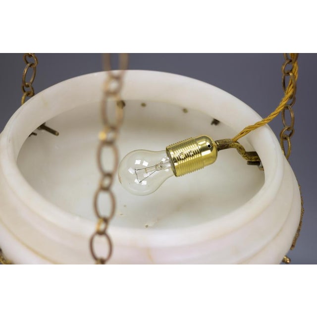French Neoclassical Style White Alabaster, Gilt Bronze and Brass Pendant Light, 1890s For Sale - Image 15 of 18
