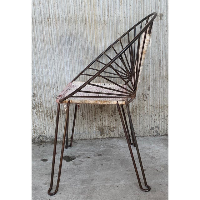 Black Pair Mid-Century Hoop Chairs with Caned Seat and Back For Sale - Image 8 of 18