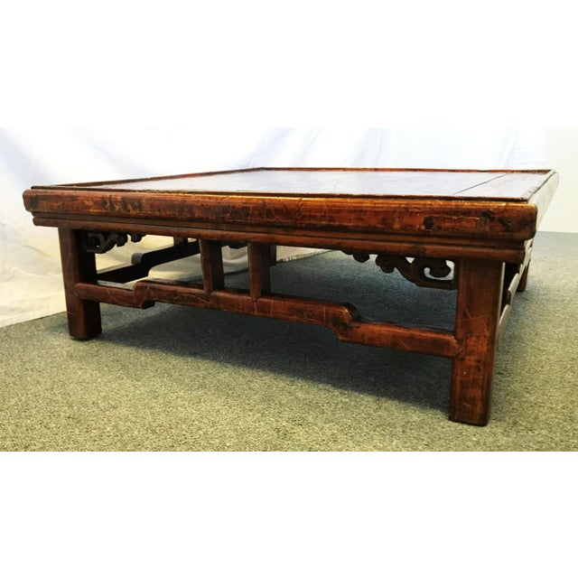 Antique Asian Solid Wood Kang Table With Signature For Sale - Image 9 of 13