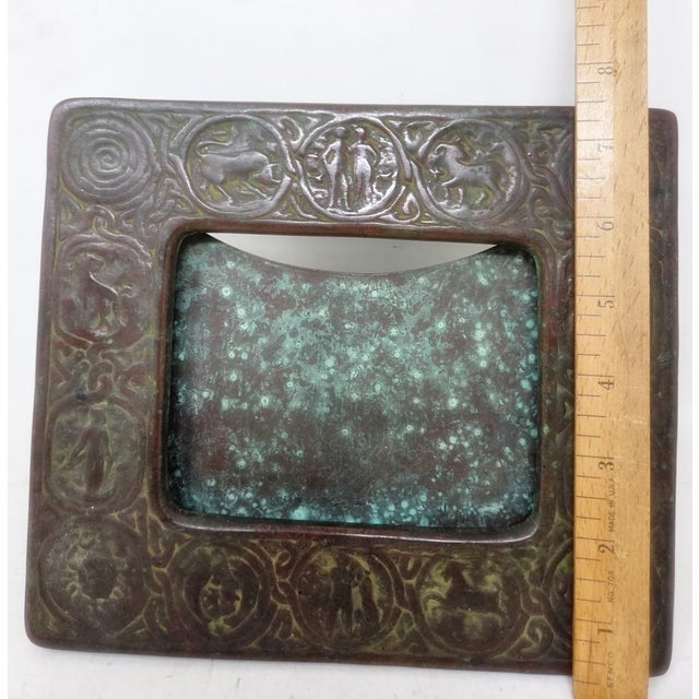 Bronze Antique Tiffany Studios New York Bronze Zodiac Signs Picture Frame 8.5" X 7.25" For Sale - Image 8 of 15