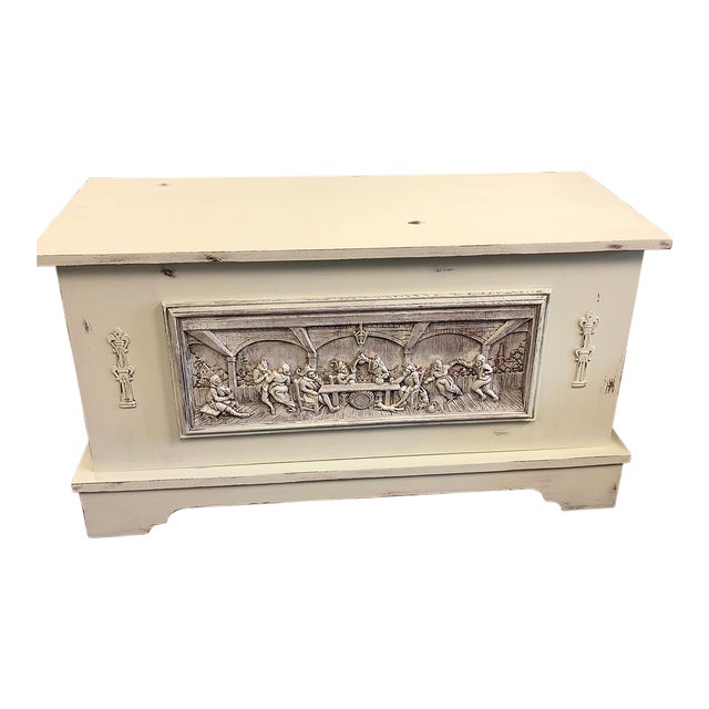 1920s Antique Hand Carved German Trunk For Sale