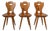 Vintage Folk Style Wooden Farmhouse Chairs, 1960s, Set of 3 For Sale