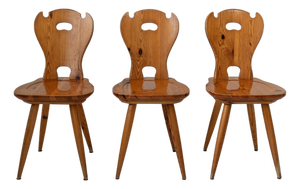 Vintage Folk Style Wooden Farmhouse Chairs, 1960s, Set of 3