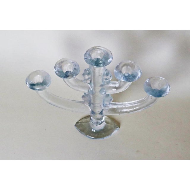 Swedish Ice Glass 5-Armed Candleholder from Pukeberg, 1970s For Sale - Image 6 of 9