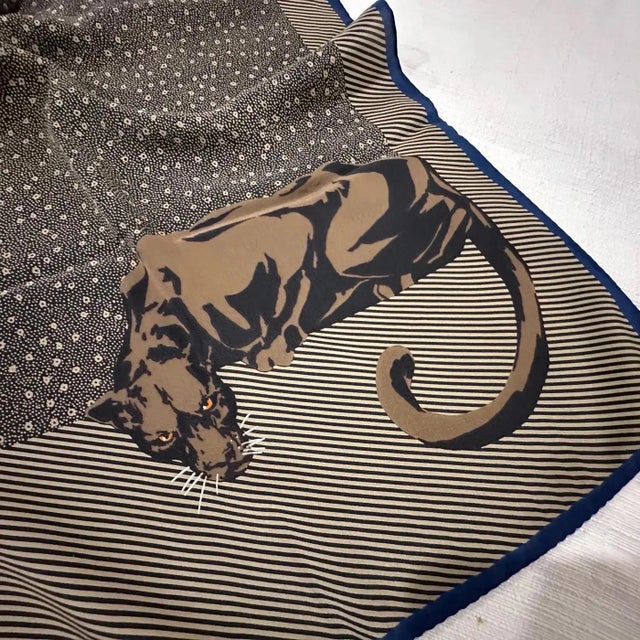 1980s Black Panter Silk Print Scarf by Krizia For Sale - Image 11 of 13