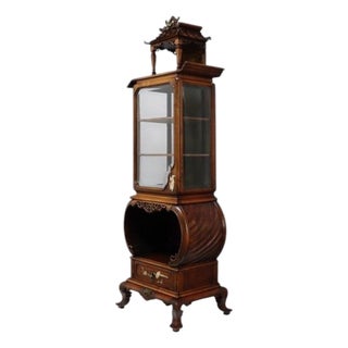 Antique Japanese Dai-Nippon Carved Mahogany & Bone Vitrine With Mahogany C1890 For Sale