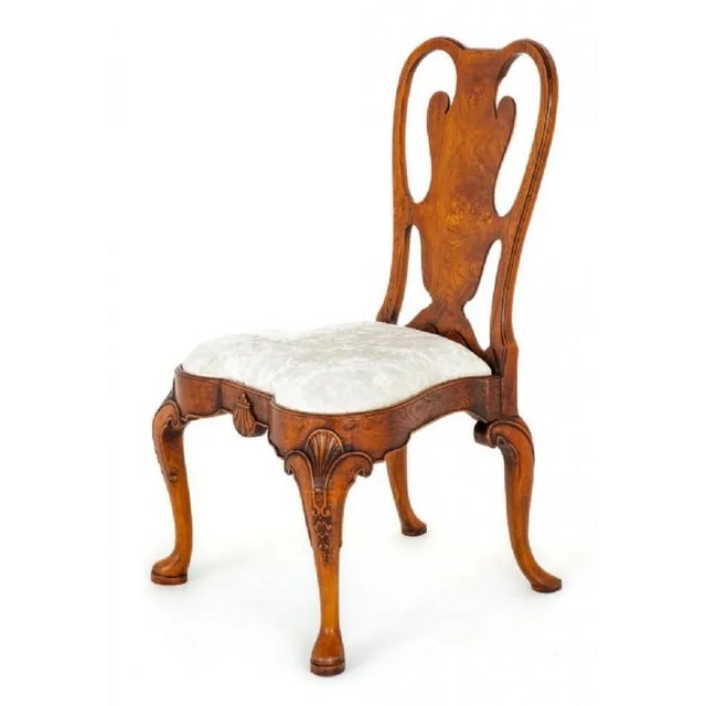 Brown Queen Anne Dining Chairs in Walnut, 1920s, Set of 12 For Sale - Image 8 of 11