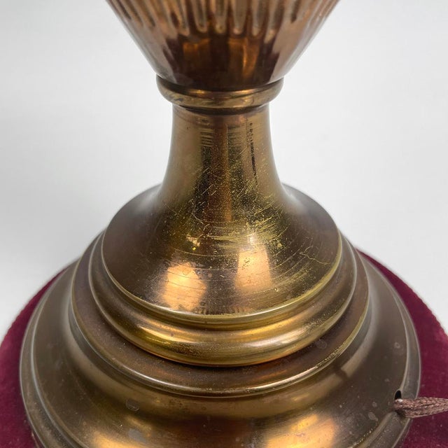 Mid-Century Modern Italian Table Lamp Red Fabric Shade with Decorations, 1950s For Sale - Image 17 of 18