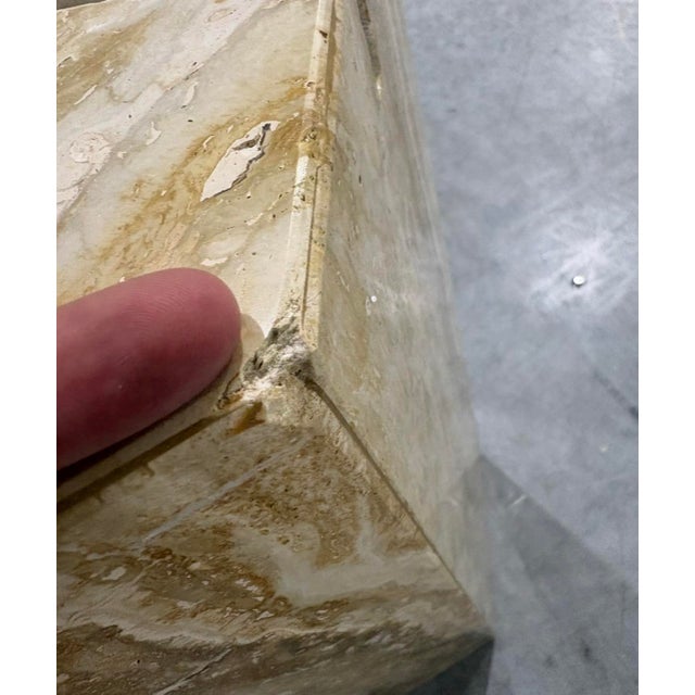 Cream Postmod Italian Marble Glass Dining Table For Sale - Image 8 of 10