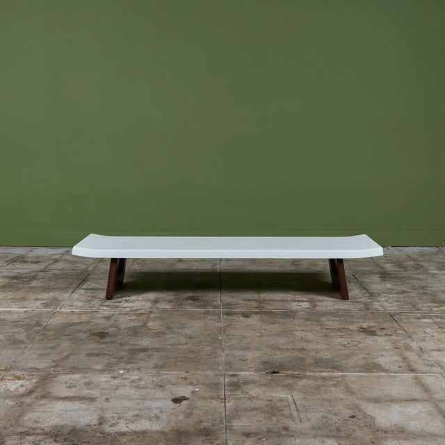 Paul Frankl Rectangular Whitened Cork Coffee Table or Bench for Johnson... For Sale In Los Angeles - Image 6 of 16