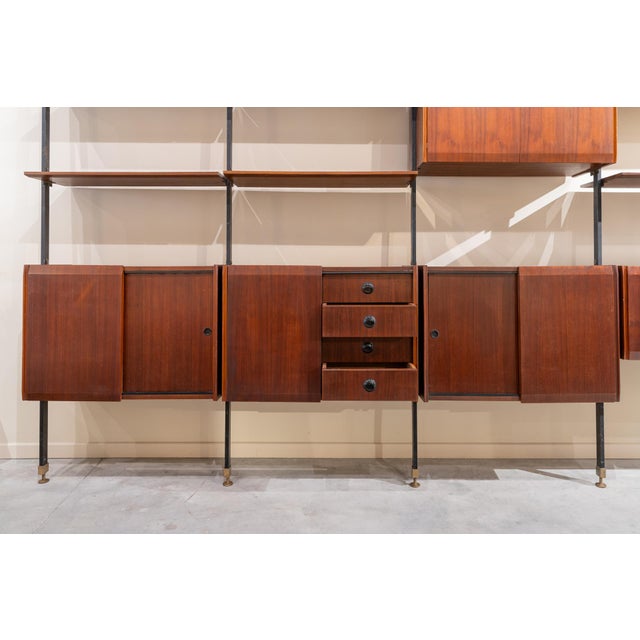 Italian Teak 4-Section Bookcase,1950s For Sale - Image 11 of 17
