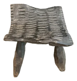 Rustic Carved Wood Stool