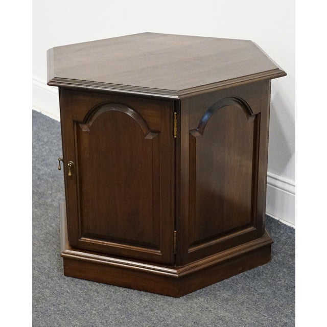 Ethan Allen Ethan Allen Georgian Court Solid Cherry Traditional Style 25" Hexagonal Accent Storage End Table 11-8075 For Sale - Image 4 of 11