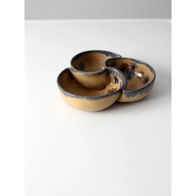Ceramic Vintage Studio Pottery Divided Bowl For Sale - Image 7 of 11