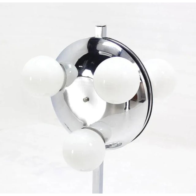 Metal Mid-Century Modern Six Globe Chrome Disc Symmetrical Table Lamp For Sale - Image 7 of 8