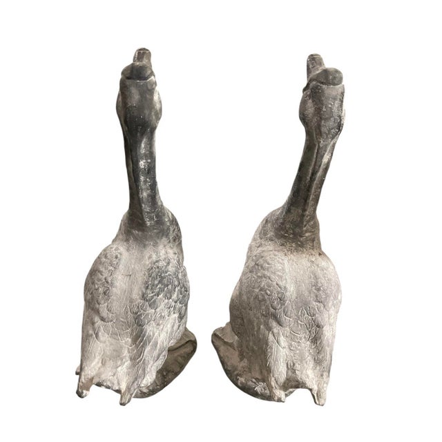 2000 - 2009 Pair of Vintage Brutalist Style Cast Metal Goose Sculptures For Sale - Image 5 of 10