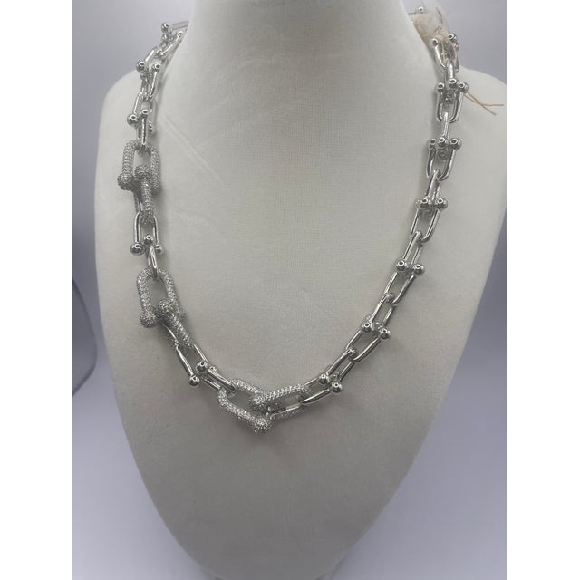 Chain Necklace With Cz's With Earings For Sale - Image 4 of 7