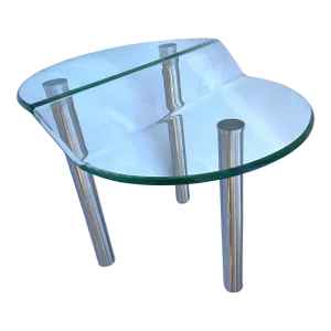 1980s Vintage Modern Glass Wave Table