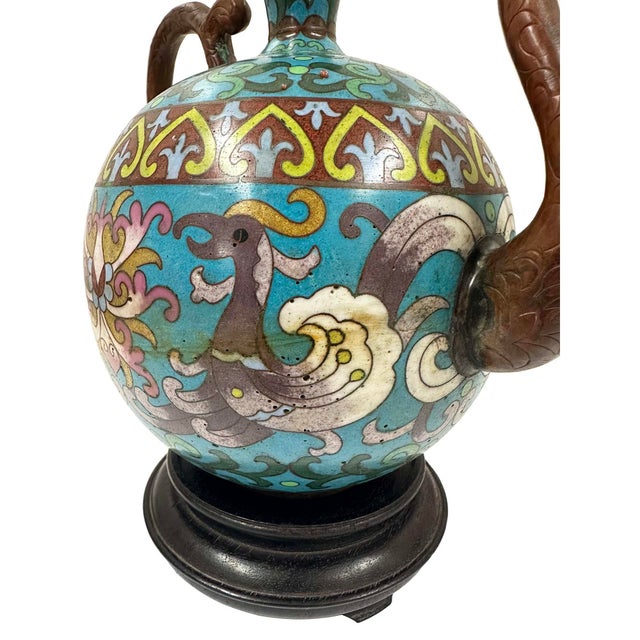 1920s Early 20th Century Hand-Crafted Chinese Cloisonné Ewer / Teapot For Sale - Image 5 of 15