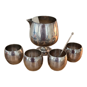 1960s Poole Epca Silverplate Punch Bowl Set – 6 Piece – Mid-Century Modern