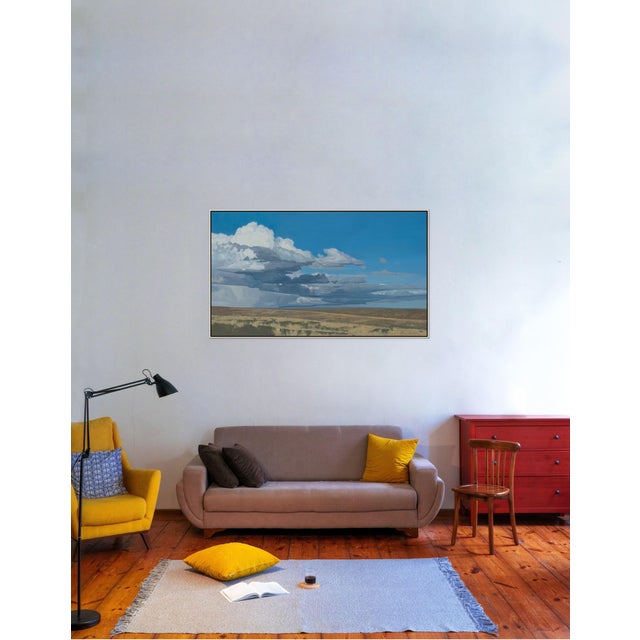 Where It Gathers by Michael Magrin | Oil on Canvas Prairie Landscape With Storm Clouds For Sale - Image 9 of 14