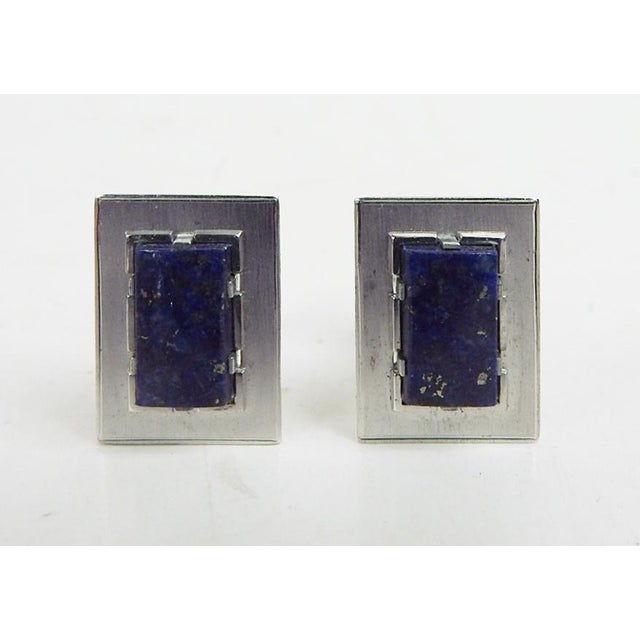 Vintage Anson Faux Lapis Cufflinks For Sale - Image 4 of 5