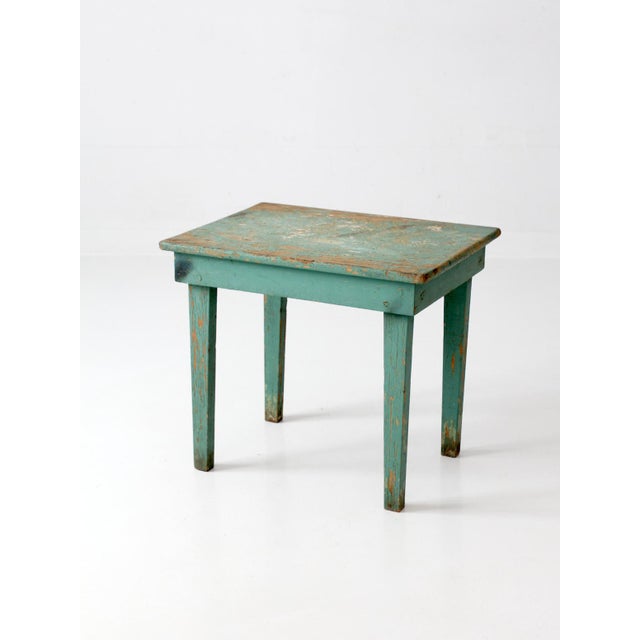Wood Antique Painted Primitive Farmhouse Side Table For Sale - Image 7 of 14