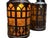 American Pair Patinated Brass Lantern Sconces With Amber Mica Inserts For Sale - Image 3 of 7