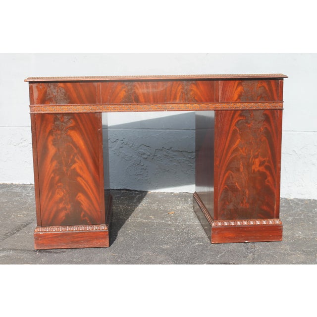 1940s Traditional Carved Wood 9 Drawer Writing Desk For Sale - Image 11 of 13