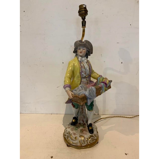 Polychrome Porcelain Group Mounted as a 20th Century Lamp For Sale - Image 5 of 10
