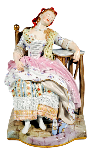 Large Genre Figurine by M.V. Acier for Meissen, Germany, 1850